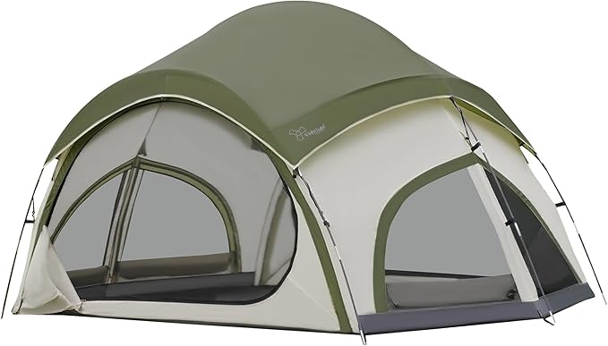 Vidalido 3-4 Person Camping Tent with 2 Large Mesh Door 4 Mesh Window Family Tents, Double Layer Waterproof Portable Easy ...