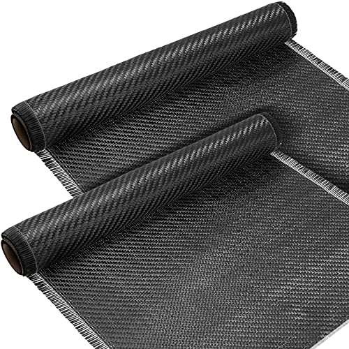 Tatuo 2 Rolls 6.5ft x 12" Carbon Fiber Fabric Roll Pure Fabric Carbon Fiber Sheet - 2x2 Twill Weave-3k/220g for Cars for S...