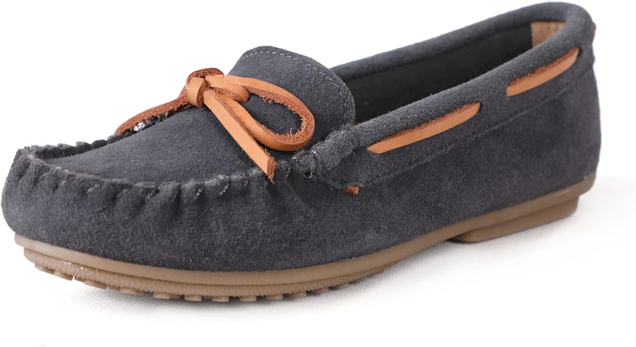 Pinpochyaw Womens Moccasin Shoes Indoor Outdoor Slip On Suede Moccasin Slipper for Women
