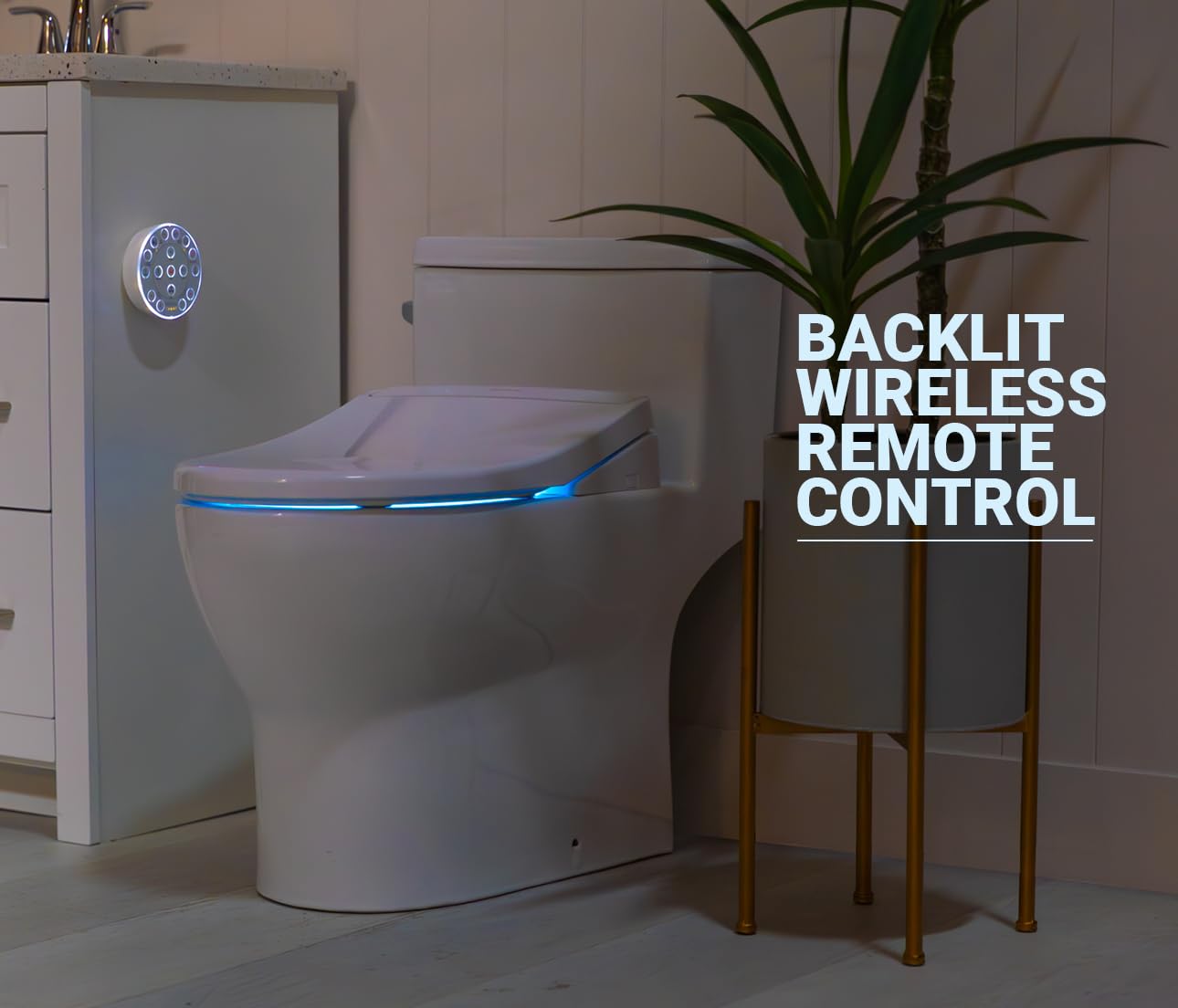 BidetKing Crown Elongated Bidet Toilet Seat, Endless Warm Water, Strong Spray, Backlit Remote, Multi-color LED, Ultra Slim, Stainless Steel Nozzle, Sittable Lid, 3 Year Warranty