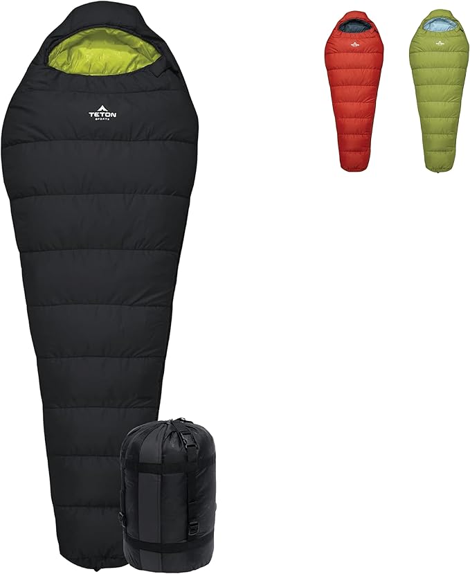Teton LEEF Lightweight Mummy Sleeping Bag Perfect for Camping, Hiking, and Backpacking; Cold Weather Option, Compression S...
