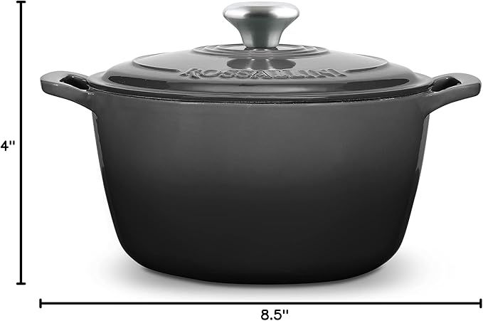 Signature Enameled Cast Iron Dutch Oven, Non-Stick Serving Pot with Tight Fitting Lid for Perfect Roasting, Baking, Sauteing, and Bread Making | 3.5Q (3.3L) - Oyster Grey