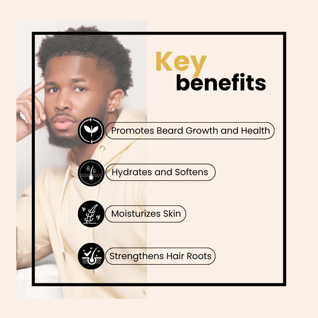 Bask & Lather Beard Growth Oil, Frizz Free Hair Oil for Men Beard Care with Vitamins & Natural Ingredients to Hydrate, Smooth &