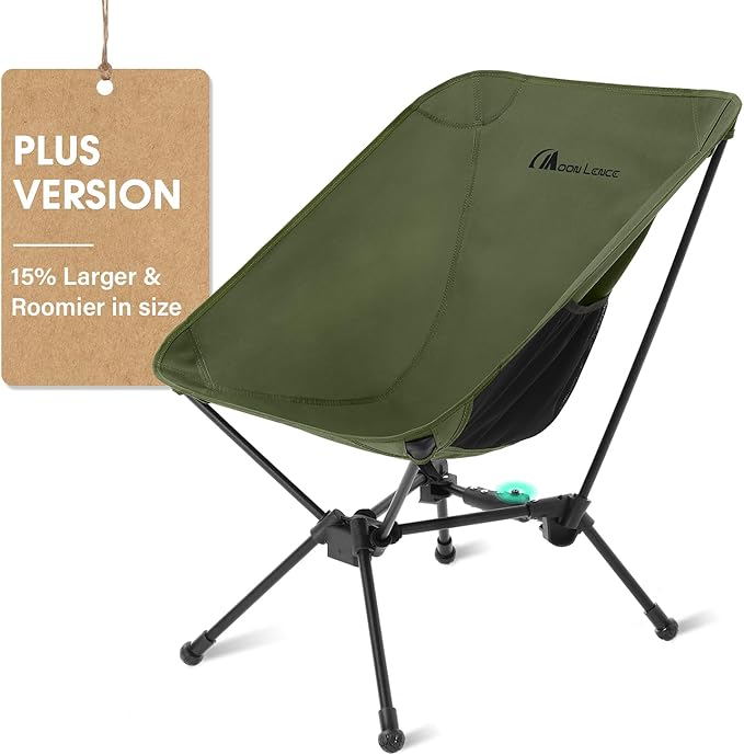 MOON LENCE Portable Camping Chair, Lightweight Folding Backpacking Hiking Chair, Plus Size Compact Yet, Support 330 lbs (G...