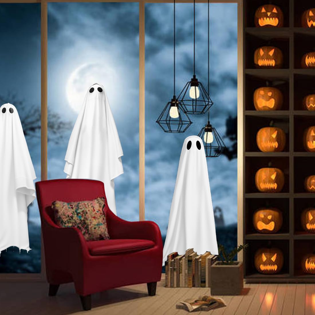 Extra Large Halloween Window Clings Ghosts Silhouette Window Decorations for Glass Windows, Halloween Window Stickers Decals for School Home Office Party Supplies