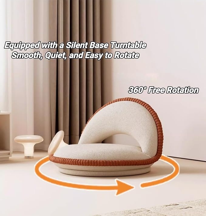 360° Rotatable Tatami Floor Chair, Foldable Legless Seat with Cushion Back Support, Low Floor Chair for Meditation, Bay Window & Living Room(Beige)