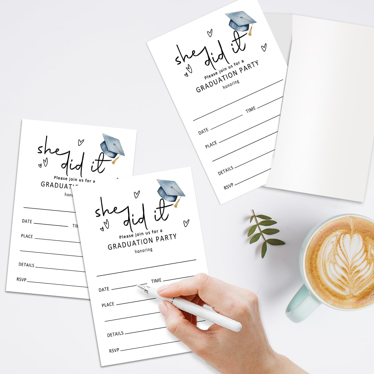 Graduation Invitations 2025 Graduation Party Invitations with Envelopes She Did It Grad Announcements Invite Card for High School, University, Masters Grad Celebration Party Supplies 20 Pack /03