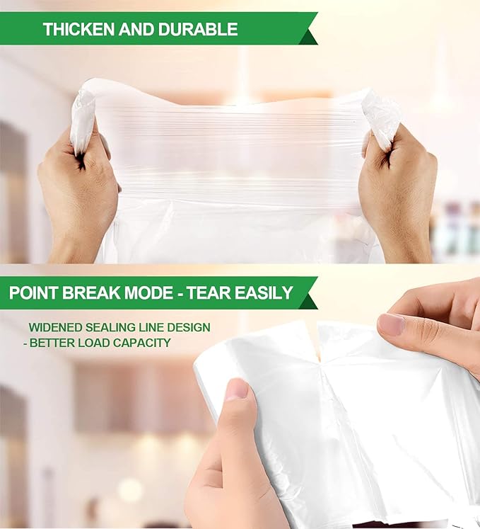 FORID Clear Small Trash Bags, 4 Gallon Garbage Bags, Wastebasket Bin Liners 220 Count Plastic Trash Bags for Bathroom Bedroom Office Garbage Can 15 Liters - Durable & Thick Trash Bag