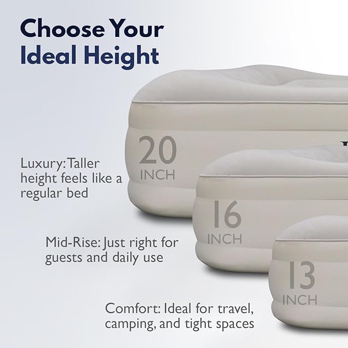 King Koil Luxury Twin Air Mattress with Built-in High Speed Pump for Camping, Home & Guests - 16" Twin Size Double High Airbed Luxury Inflatable Blow Up Mattress Waterproof