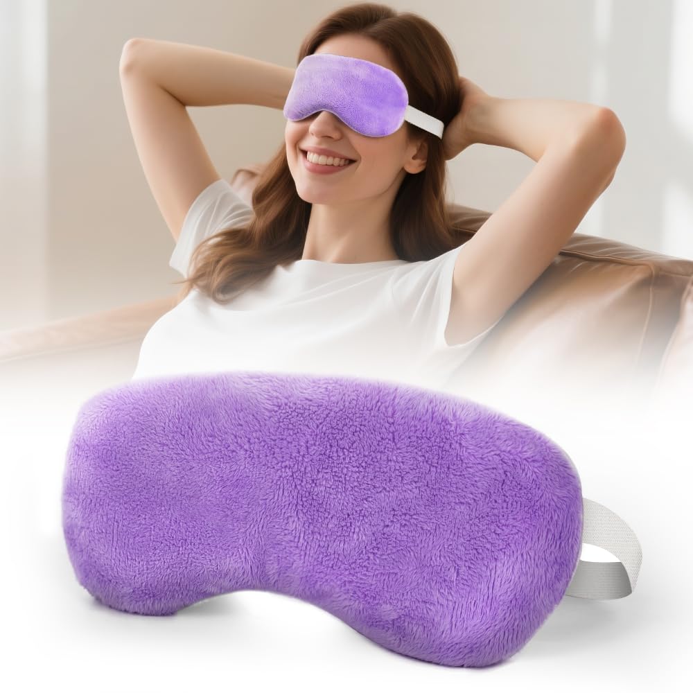 Microwave Heated Eye Mask, Steam Warm Compress for Dry Eyes, Work with Relieve, Blepharitis & Stye Treatment (Purple)