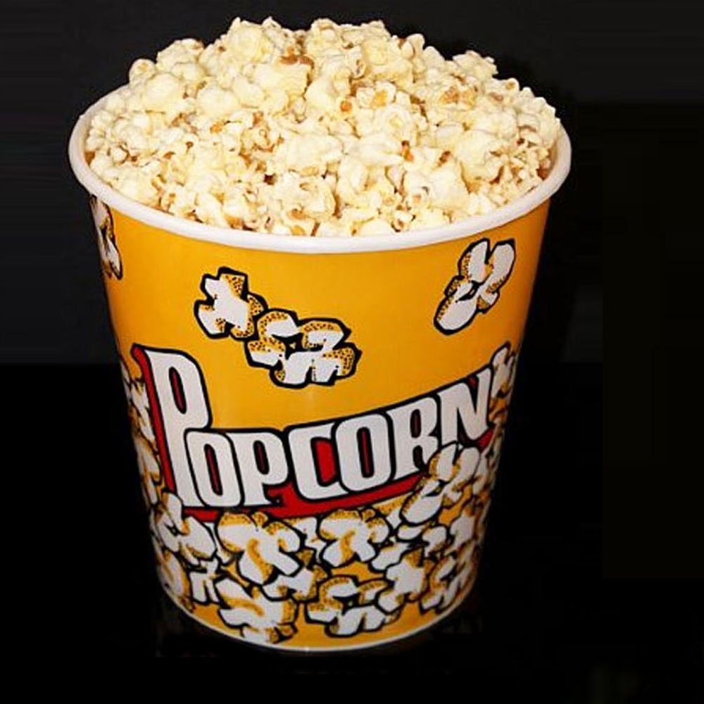 Novelty Place Retro Style Plastic Popcorn Containers for Movie Night - 7" Tall x 7" Top Diameter (3 Pack)