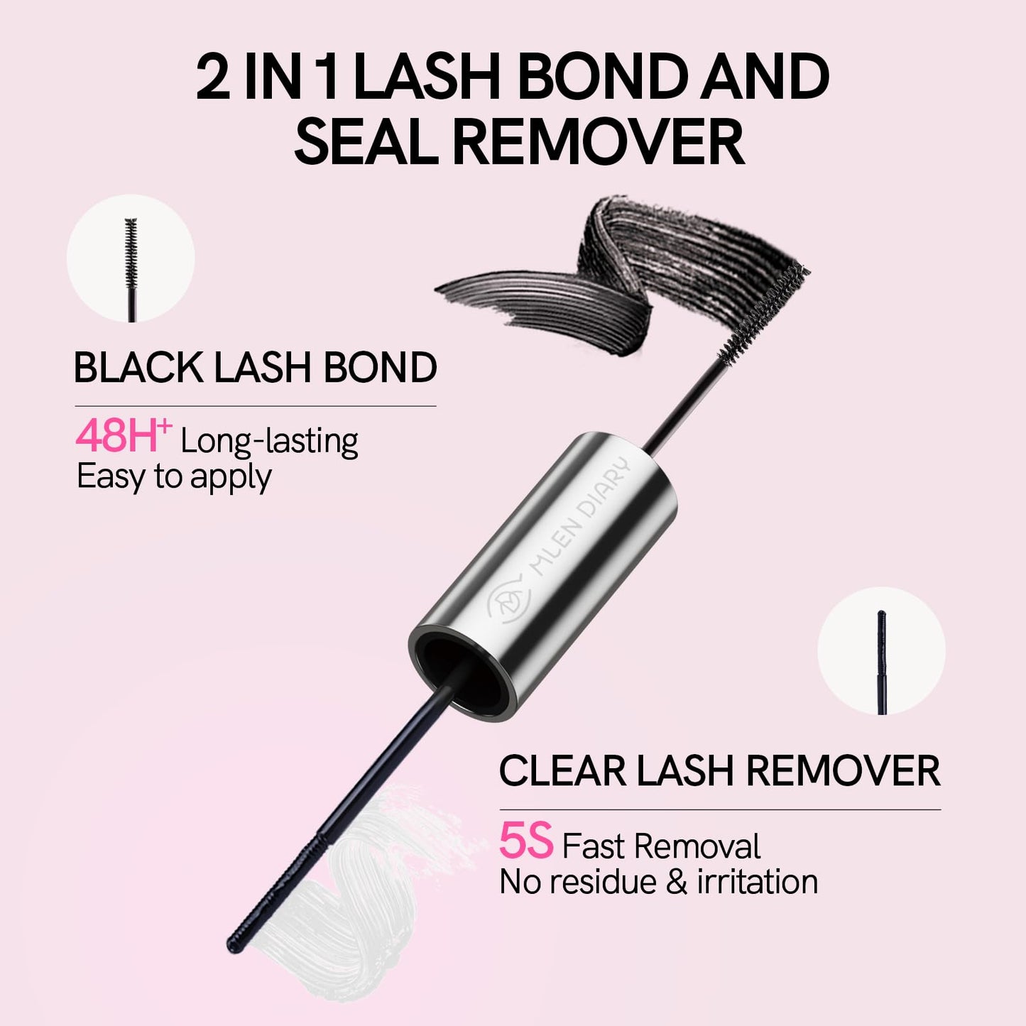 MLEN DIARY Lash Bond and Seal Remover, 2 in 1 Cluster Lash Glue & Remover for Individual Lashes, Bond and Seal Lash Glue Waterpr
