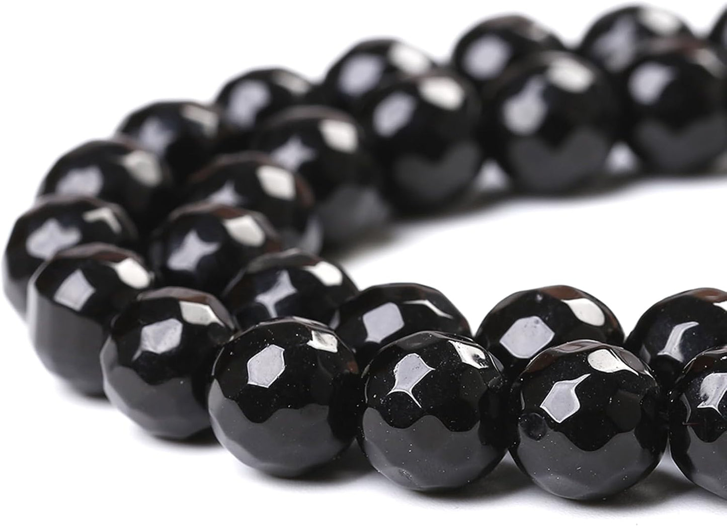 90pcs 4mm Natural Faceted Black Agate Stone Beads for Jewelry Making Energy Healing Beads DIY Bracelet Necklace Accessories 15" (4mm, Faceted Black Agate)