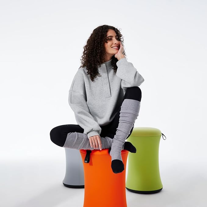 TopJob Boba Chair Stylish Active Wobble Stool, ADHD Chair, Improves Posture and Focus, Ergonomic with Height Adjustable Stool for Adults Children for Home Office, Study Room (Bright Orange)