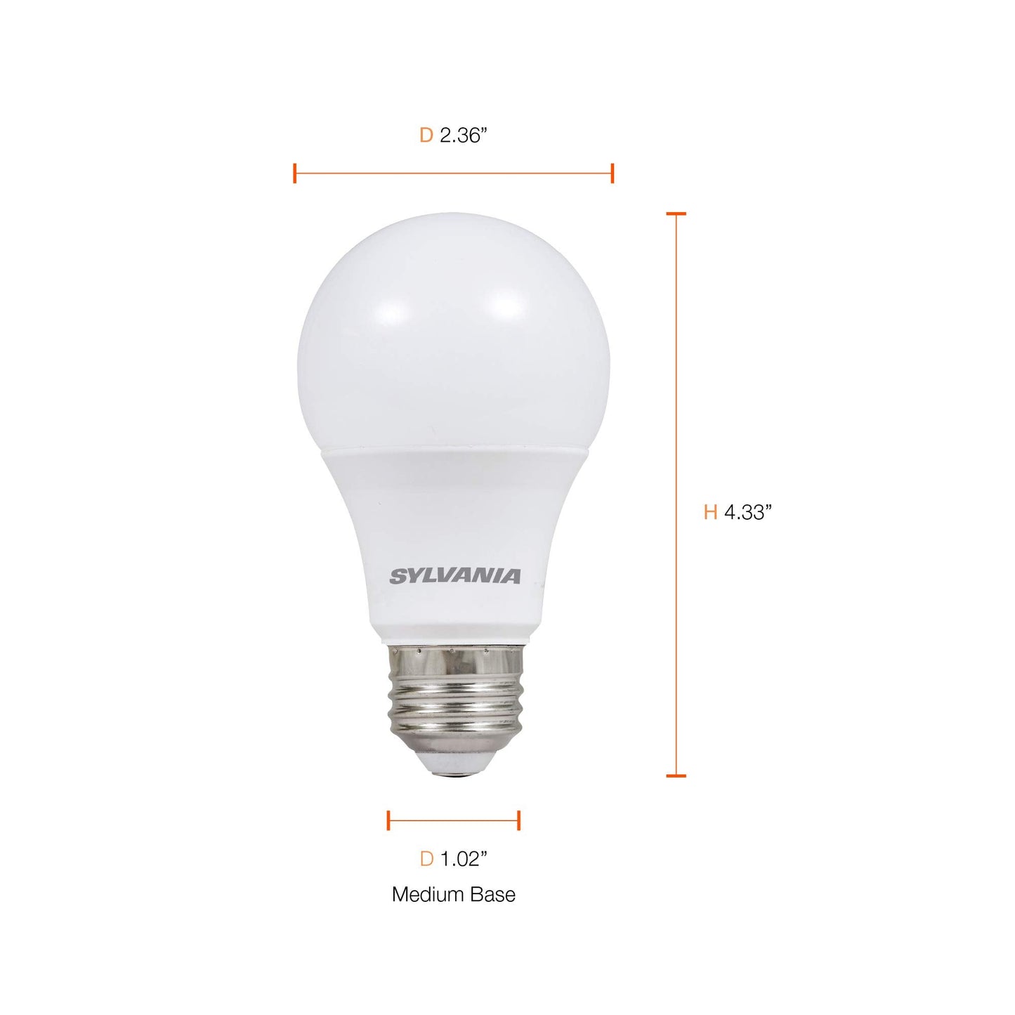 LEDVANCE Sylvania LED A19 Light Bulb, 60W Equivalent, Efficient 8.5W, 10 Year, 2700K, 800 Lumens, Frosted, Soft White (74765), Packaging May Vary (Pack of 1, 24 Count Total)