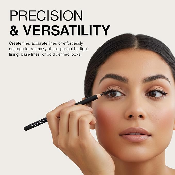 Palladio Wooden Eyeliner Pencil, Thin Pencil Shape, Easy Application, Firm yet Smooth Formula, Perfectly Outlined Eyes, Contour and Line, Long Lasting, Rich Pigment, Sky Blue