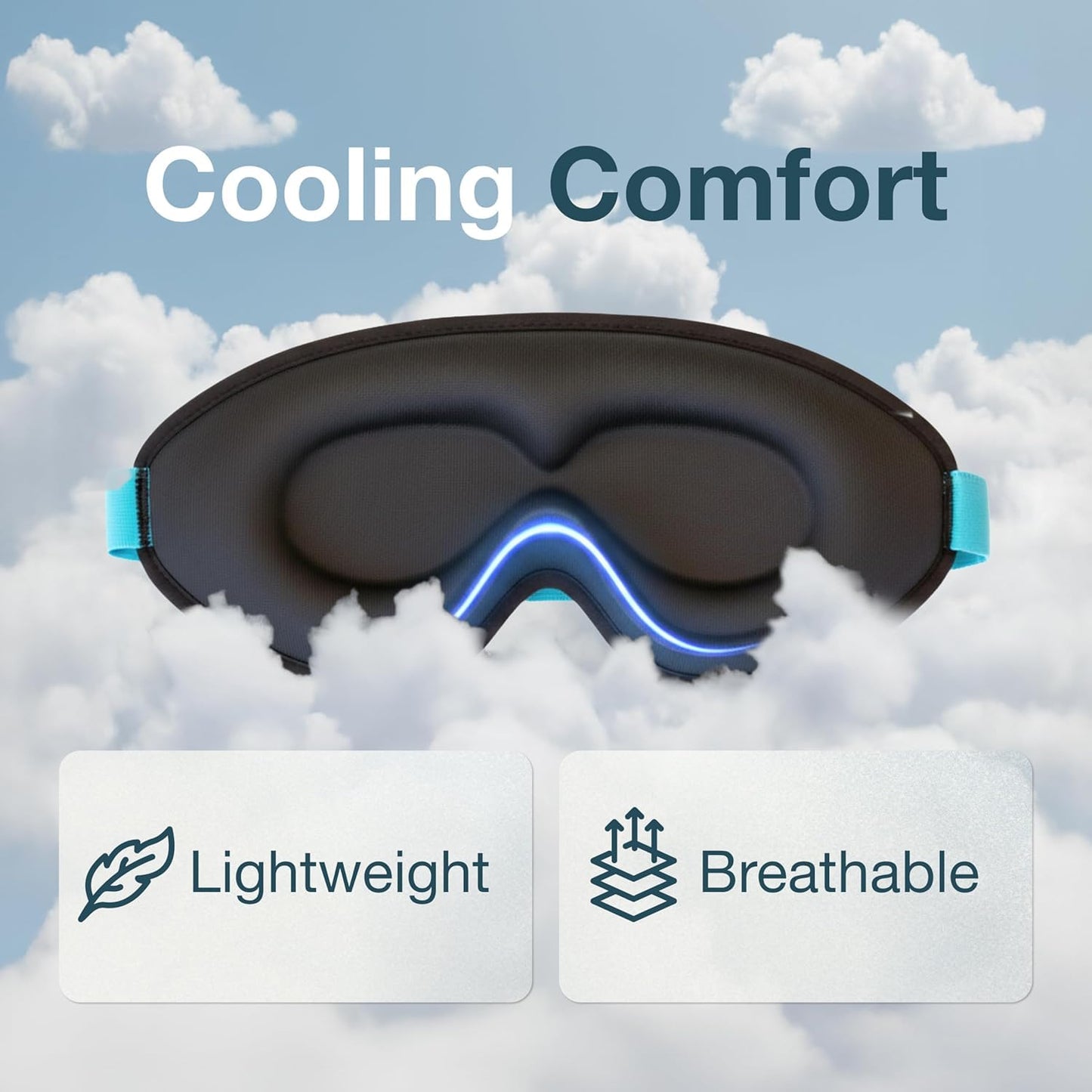 MyHalos® Sleep Mask – 3D Blackout Eye Mask for Women & Men, Side Sleepers, Zero Pressure Memory Foam Eyelash Friendly, Breathable,Award-Winning Sleep Aid for Travel (Black, 1 Count (Pack of 1))