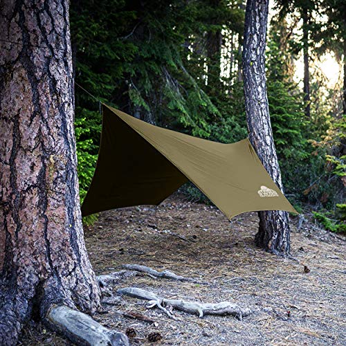 Swiss Outdoors Rain Fly Tarp | Waterproof Tent Shelter Canopy | Lightweight Easy Setup for Hammock, Backpacking or Camp Ge...