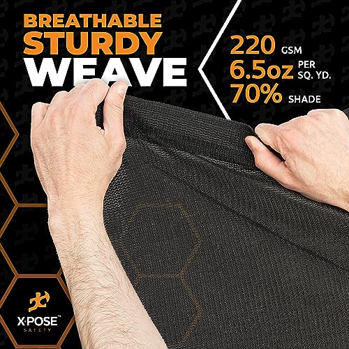 Xpose Safety Heavy Duty Mesh Tarp – 10’ x 16’ Multipurpose Black Protective Cover with Air Flow - Use for Tie Downs, Shad...