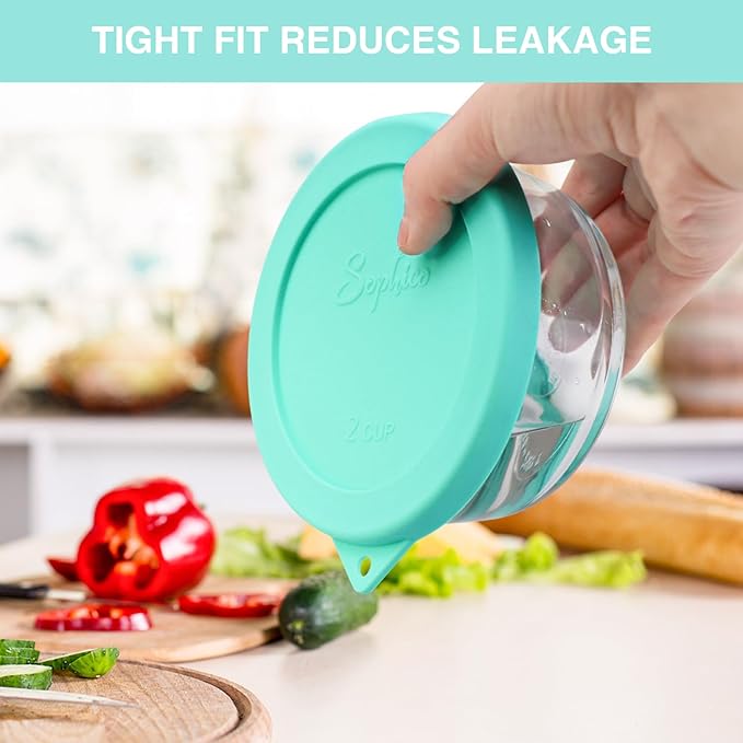 Sophico Round Silicone Storage Cover Lids Replacement for Anchor Hocking and Pyrex Glass Bowls (Container not Included) (MIX-6 PACK)