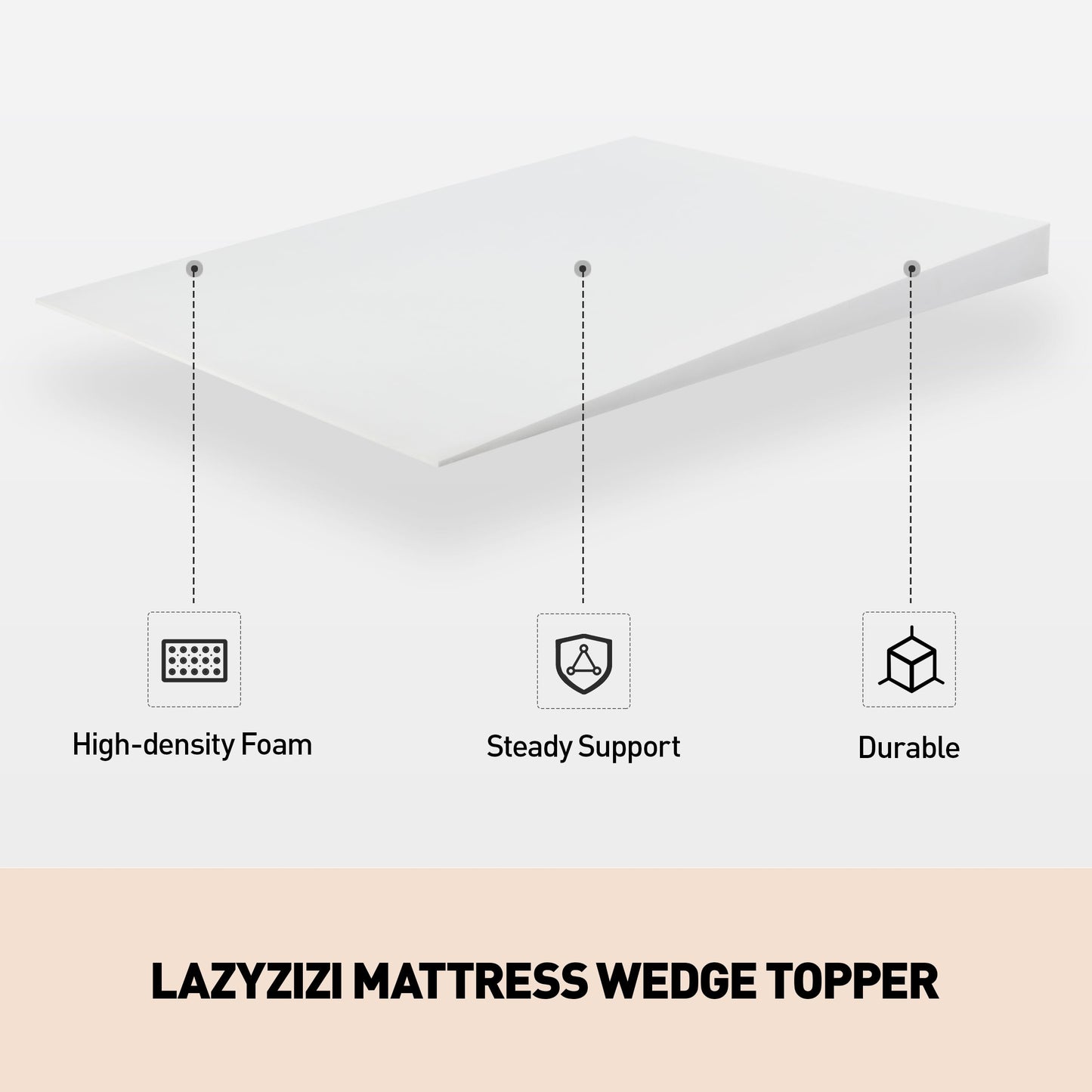 Lazyzizi Mattress Wedge Only, 5-Inch Full Inclined Bed Wedge Mattress Topper for Acid Reflux, GERD, Neck & Back Pain, Snoring, Adjustable Elevator Under Mattress Support for Bedroom