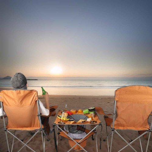 Colorsoul Folding Camping Chair 2 Pack for Adults,Large Folding Lawn Chairs Set of 2 with Table,Outdoor Camping Chairs Set for Lawn,Picnic