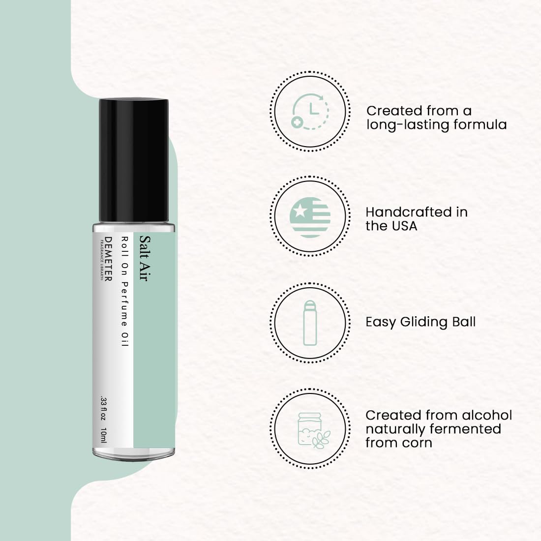 DEMETER Salt Air Roll On Perfume Oil Fragrance Library, 0.33 Oz, Long-Lasting