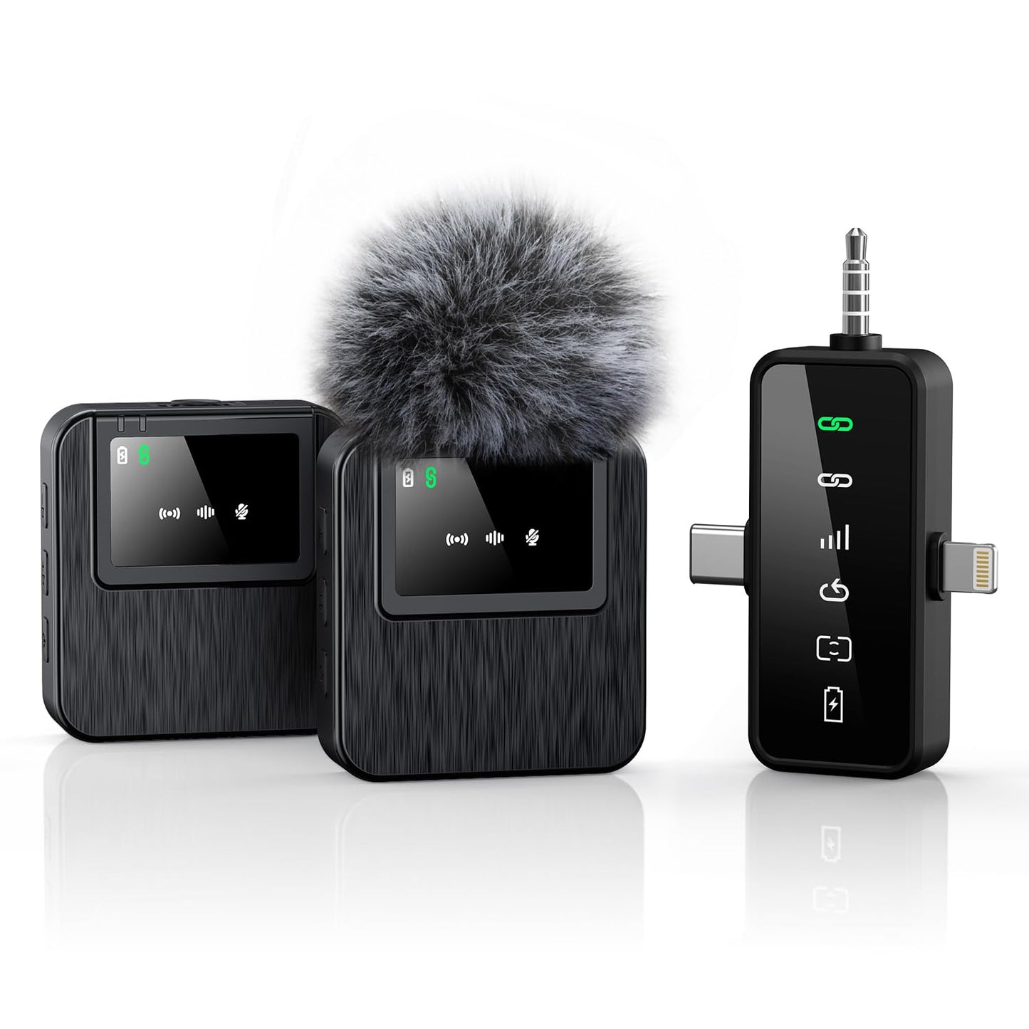 BAILIXIN 3-in-1 Mini Microphone for iPhone, Android, Camera - 328ft Long Range, 20H Battery Life, Wireless Microphones, Lapel Mi