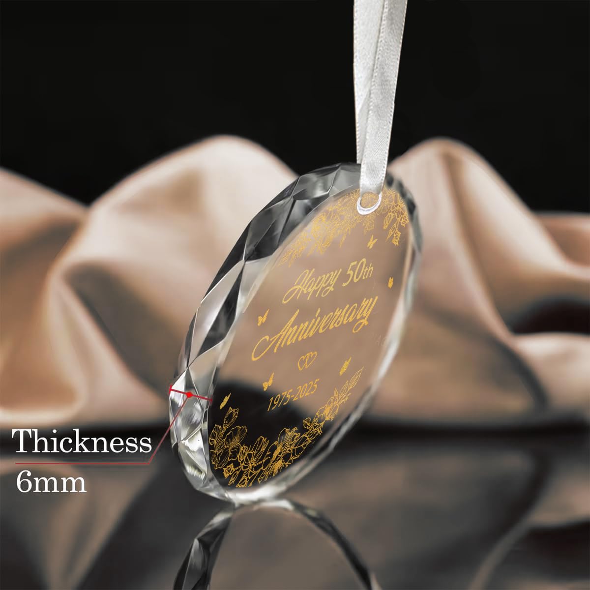 50th Wedding Anniversary Ornament, 50th Anniversary Wedding Gift, 50 Years As Mr. & Mrs. Gift for 50 Years Couple Husband Wife Married Parents Grandparents Friends 2025 - Glass Ornament 3"