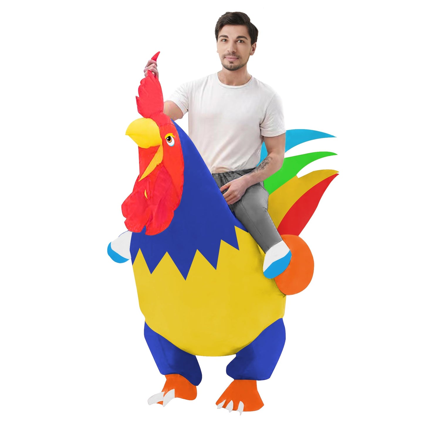 DeHasion 2 Packs Fancy Dress Inflatable Rooster Costume Adult Blow-up Outfit for Adult/Halloween/Canival (Rooster*2)