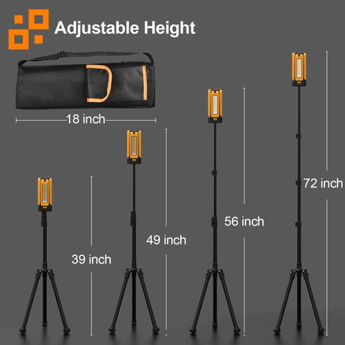 iodoo 13200mAh Rechargeable Solar Work Light, IPX4 Waterproof with Folding Stand Support and Portable Carrying Bag, 8000 Lumen Stepless Dimmable, 4 Lighting Modes, White/Warm/Warm White (Remote)