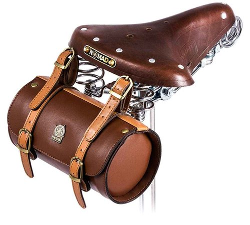 UNISTRENGH Vintage Classic Bicycle Saddle Leather Saddle Coil Spring Rivets Bike Seat, Brown