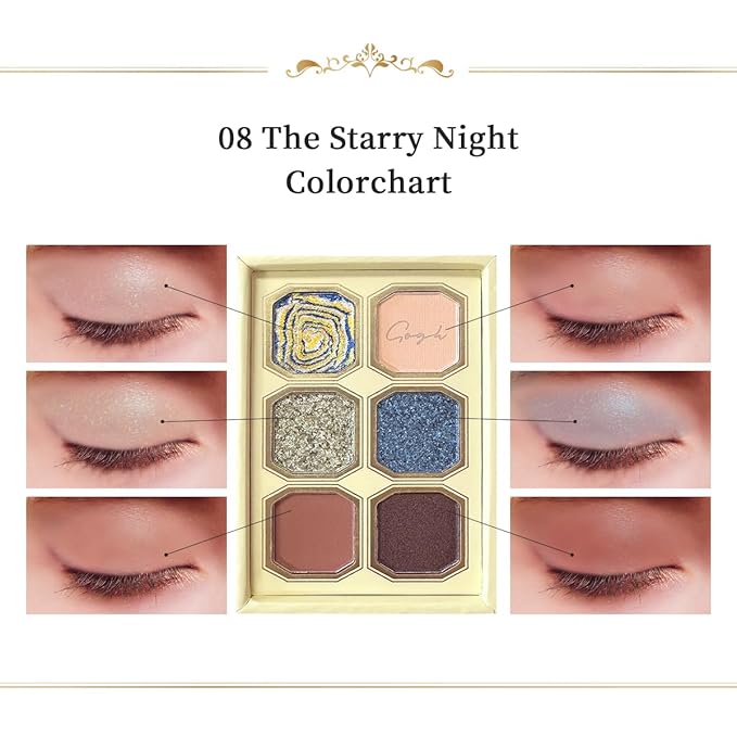 MilleFée Painting Shadow Palette 08 The Starry Night, Eyeshadow Palette, Warm Deep, Cruelty-Free, Smudge-Proof, Smooth Powder, High Blendable, High Pigmented