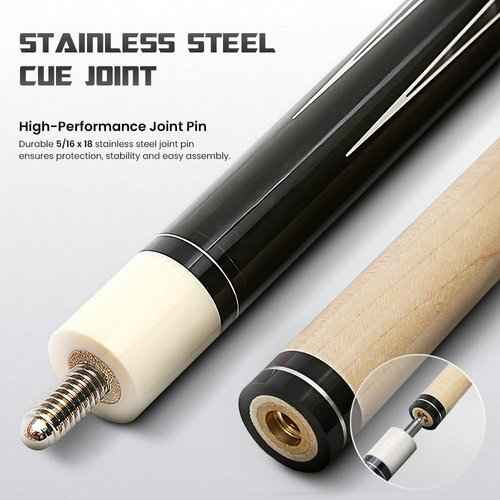 Big Cat Timeless Legacy Pool Cue Stick - Grade A Canadian Maple, 12.5mm Professional Leather Tip, 58” Length, Premium Billiard Cue for Adults – Home or Tournament Play - 21oz, Gray Black
