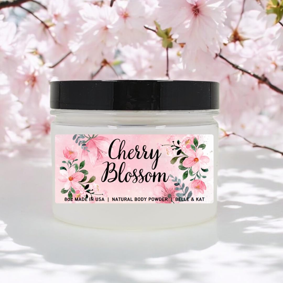 Cherry Blossom - Scented Body Dusting Powder for Men & Women - 8oz Large Container with Lid - Made in USA