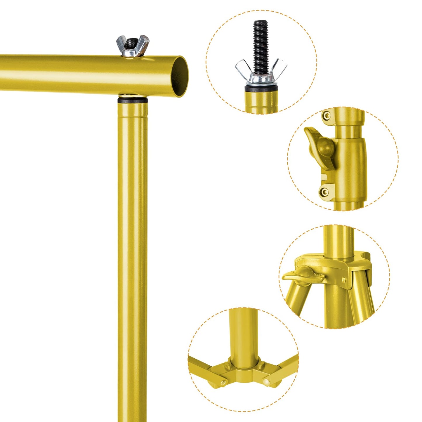 HYJ-INC 10x10Ft Photography Backdrop Stand - Titanium Gold, Adjustable Backdrop Stand for Parties, Photo Back Drop Stand, Background Support Stand with Carry Bag,Clamp.