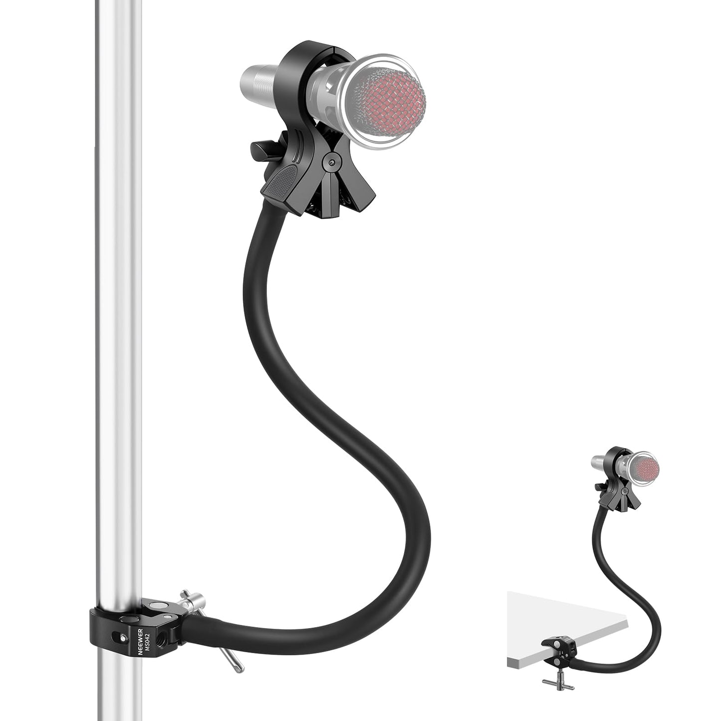 NEEWER Desktop Microphone Stand with Flexible Arm, Adjustable Desk Mic Clamp Holder Mount with Clip & 1/4 to 5/8 Adapter Compati
