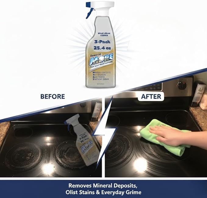 More Spray & Foam Cleaner, 25.4 oz (3-Pack) Powerful Multi-Surface Cleaner for Rust, Grease & Grime – Works on Stainless Steel, Tile, Brass, Copper & More (More Spray and Foam)