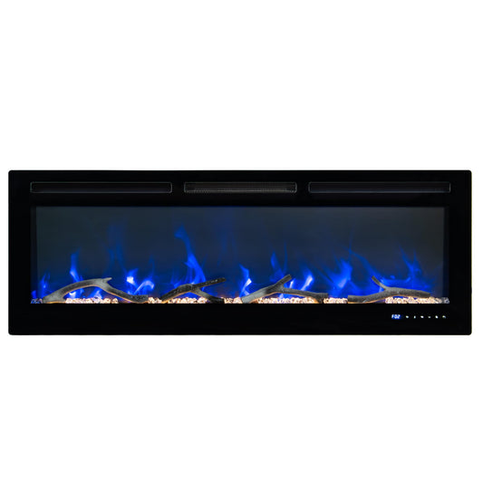 50" Smart Wall Mount Electric Fireplace, 1500W Heater with 12-Color LED Flame Effect, Touch Screen & Remote Control, Timer & Thermostat, for Living Room, Bedroom Indoor Use