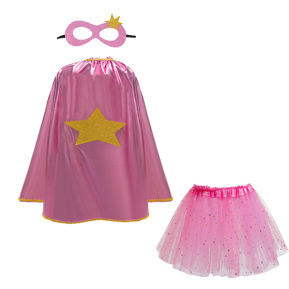 IDOTTA Kids Super-hero Costumes Capes with Mask Tutu Set for Girls Dress Up Party Halloween Princess Super Hero Cosplay