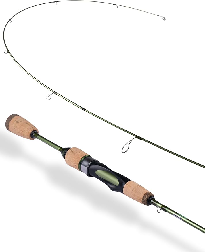 LITTMA Wild Streams Ultralight Spinning&Casting Trout Rod, 2-Piece Fishing Rod for Crappie, Panfish & Micro Fishing, Green...