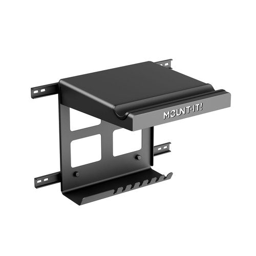 Mount-It! Bike Wall Mount Rack with Shelf and Hooks, Horizontal Indoor Bike Rack Garage Home, Space Saving Wall Mounted Hanger for a Single Road, Mountain or Other Bicycle with Extra Storage, Black