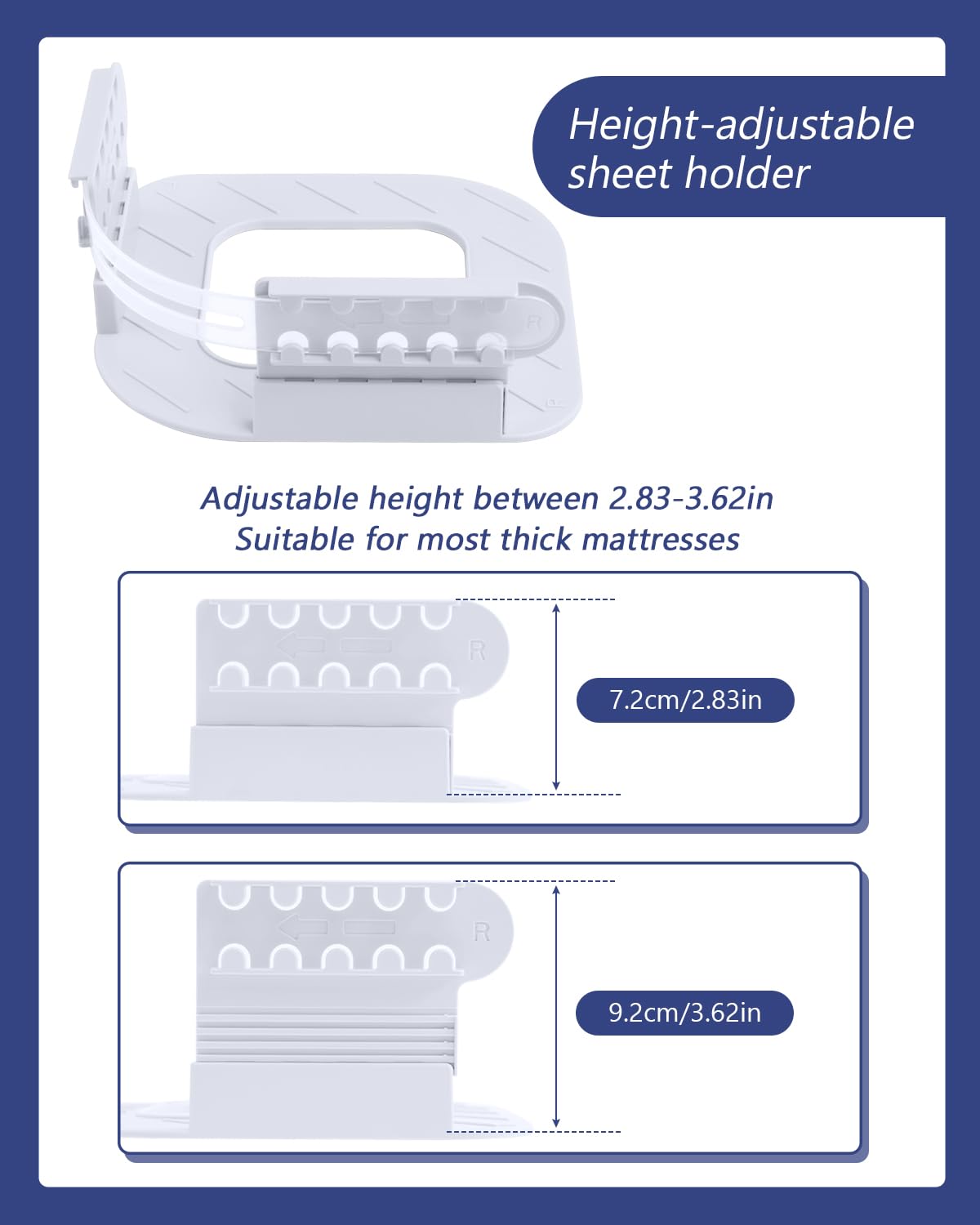 ASSRECT 4-Pack Removable Bed Sheet Holders for Corners with Mattress Straps, Durable Sheet Locks to Prevent Bedding from Moving, Universal for Thick Mattresses (White)