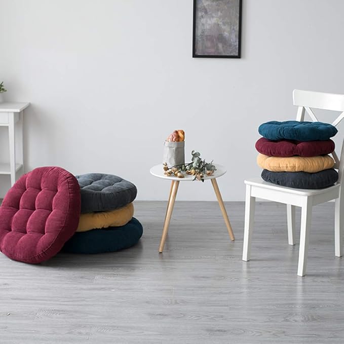 Tiita Indoor/Outdoor Round Seat Cushions 22" x 22" Meditation Floor Pillows Set of 2 for Seating Reading Book Patio Chair Pads for Garden Living Room Balcony, Black