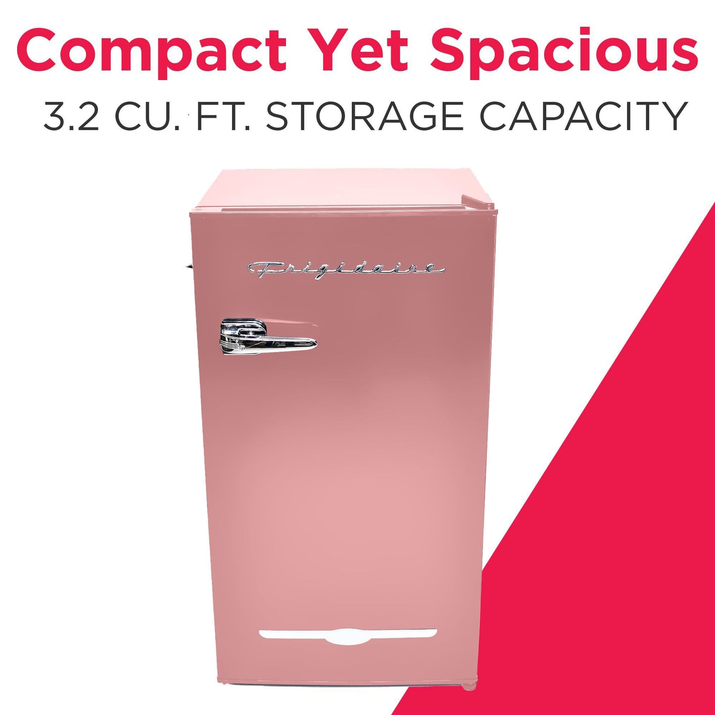 Frigidaire EFR376 Retro Bar Fridge Refrigerator with Side Bottle Opener, 3.2 cu. Ft, Pink/Coral