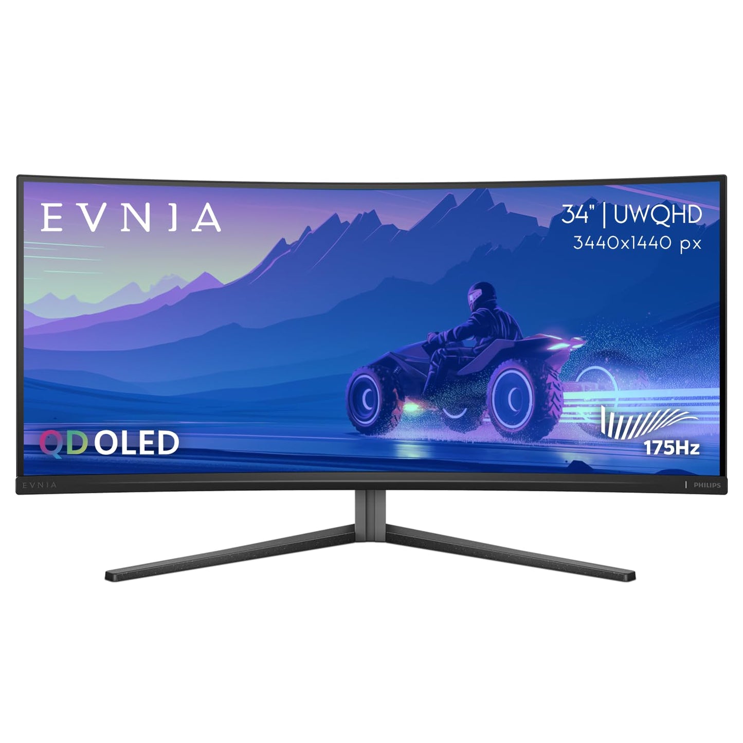 Philips Evnia 34M2C6500 QD OLED Curved Gaming Monitor, WQHD 3440 x 1440, 175Hz, Height Adjustable, 4-Year Advance Replacement, Gaming Console Compatible