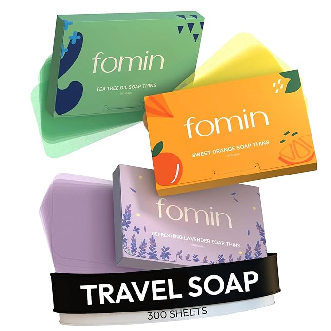 FOMIN - Antibacterial Paper Soap Sheets for Hand Washing - (300 Sheets) Orange, Tea Tree, Lavender Portable Travel Soap Sh...