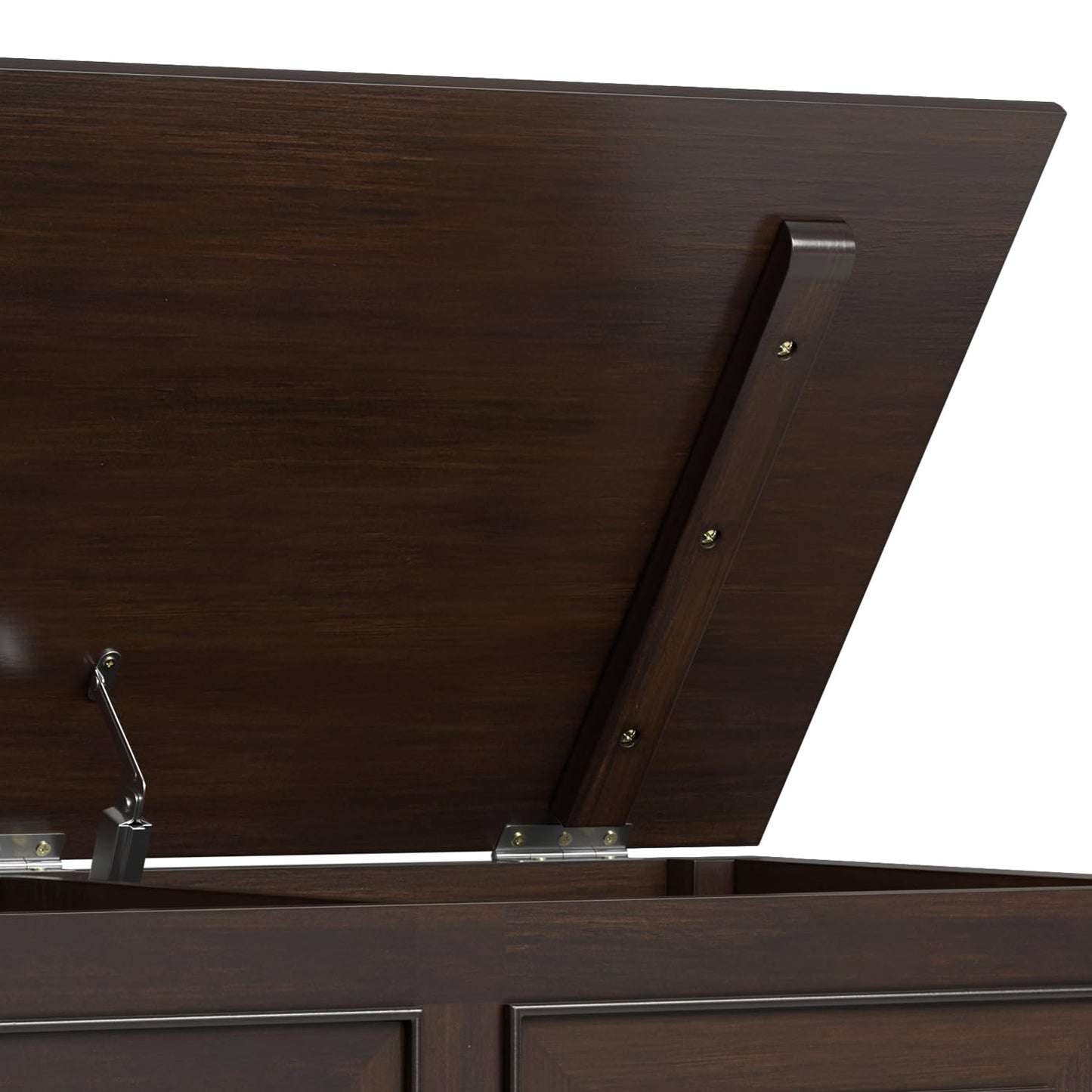 SIMPLIHOME Connaught Storage Bench - 36 inch Wide Solid Wood Small Trunk Bench in Chestnut Brown, Traditional Bench for Entryway with Lift-Up Lid and Dual Hidden Compartments