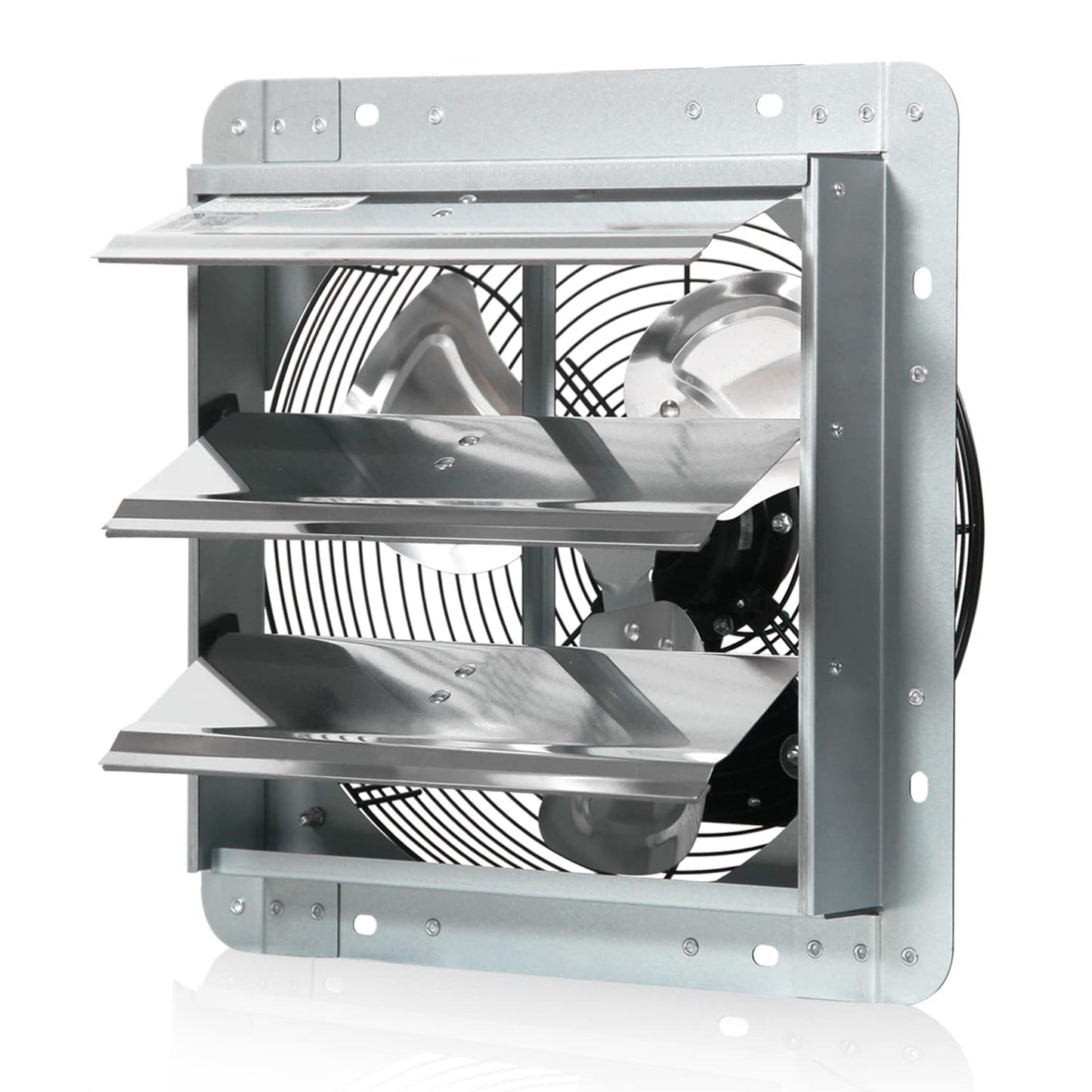 Jpower 12 Inch Shutter Exhaust Fan, Gable Vent Fan, Wall Mount Ventilation, Automatic Aluminum Blades, High Speed, 1800Cfm, For