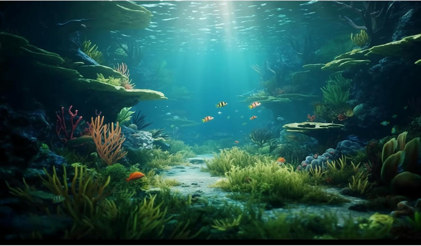 Ocean Floor Fish Tank Background Under The Sea Coral Reef Aquarium Background Underwater Aquatic Plants Corals Rock Cave Terrarium Backgrounds Tropical Fish Ocean Aquarium Backgrounds Decors 36x24in
